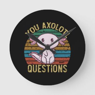 Du Axolotl Fragen Retro 90er Lustig Axolotl Runde Wanduhr