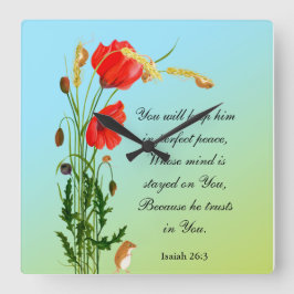 Du behalte ihn in einem vollkommenen Friedensbibel Quadratische Wanduhr