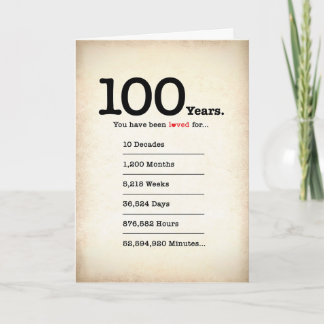 Du bist 100 Jahre geliebt worden, Geburtstagskarte Karte