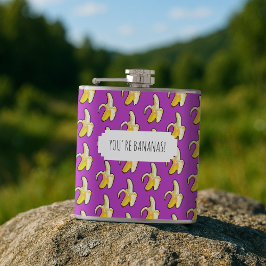 Du bist Bananen! Gelbes Bananenmuster Flachmann