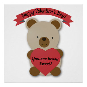Du bist Beary Sweet Valentine's Day Bär Poster