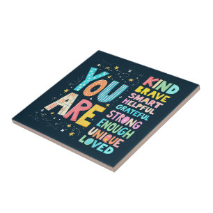 Du bist Bejahungen Helle Handlettering Fliese