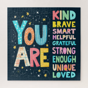 Du bist Bejahungen Helle Handlettering Puzzle