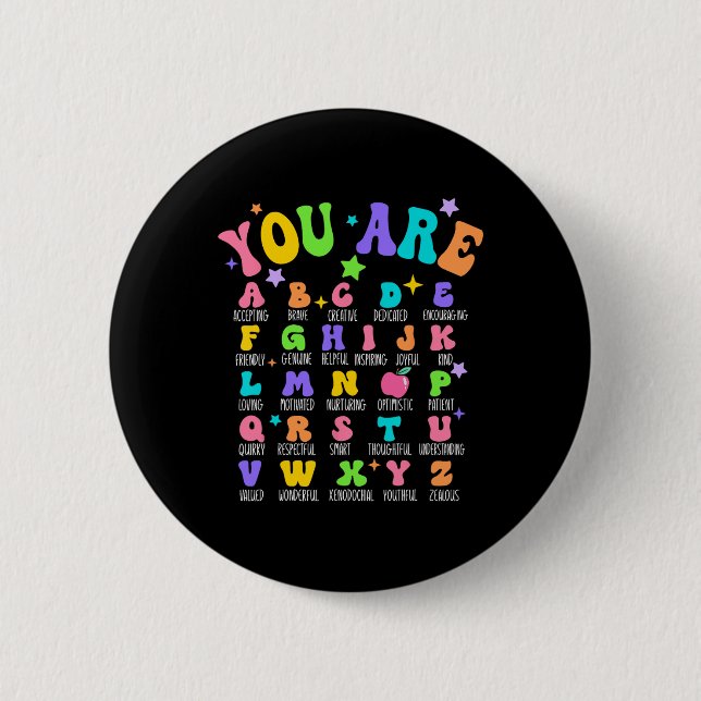 Du bist Buchstaben Alphabet Lerne Abcs Inspiration Button (Vorderseite)