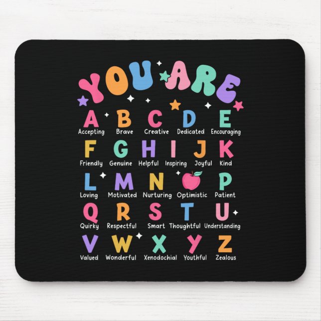 Du bist Buchstaben Alphabet Lerne Abcs Inspiration Mousepad (Vorne)
