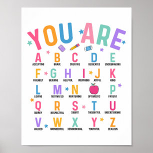 Du bist Buchstaben Alphabet Lerne Abcs Inspiration Poster
