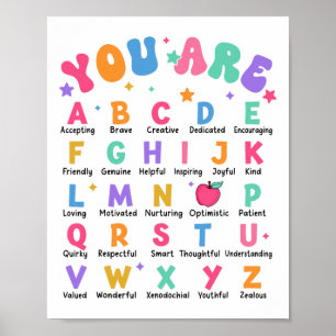 Du bist Buchstaben Alphabet Lerne Abcs Inspiration Poster