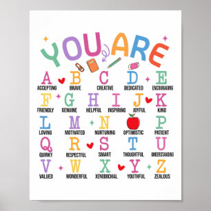 Du bist Buchstaben Alphabet Lerne Abcs Inspiration Poster