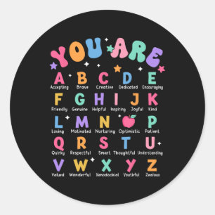 Du bist Buchstaben Alphabet Lerne Abcs Inspiration Runder Aufkleber