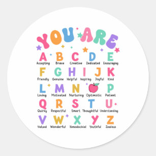 Du bist Buchstaben Alphabet Lerne Abcs Inspiration Runder Aufkleber