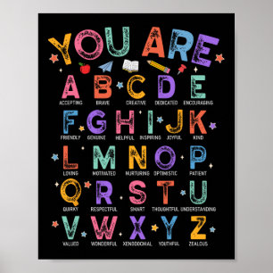 Du bist Buchstaben Alphabet Lerne Abcs Junge Mädch Poster