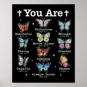 Du bist Butterfly Schöne Bibel Verse Christlich Poster