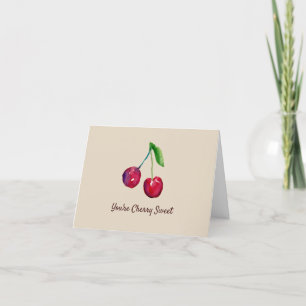 Du bist Cherry Sweet Watercolor Fruit Thanik Sie Dankeskarte