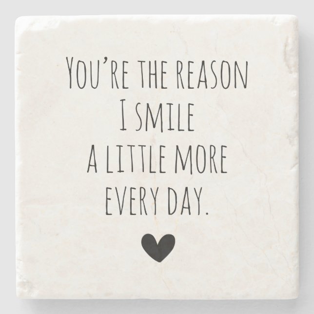 Du bist das Grund Typografie Herz Steinuntersetzer (Vorderseite)