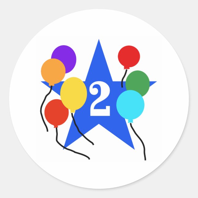 Du bist der 2. Geburtstag der Star Runder Aufkleber (Vorderseite)