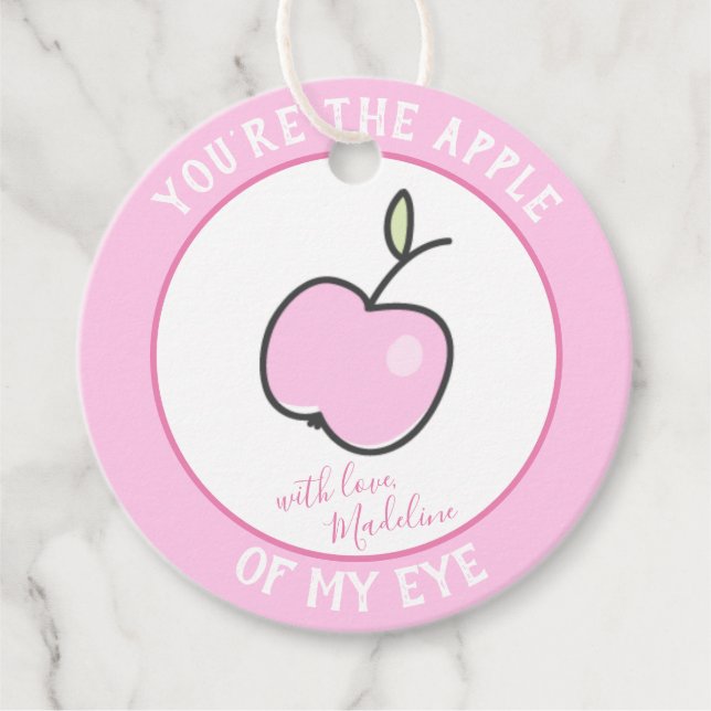 Du bist der Apfel meines Auges - mit Liebe - Rosa Geschenkanhänger (Vorderseite)