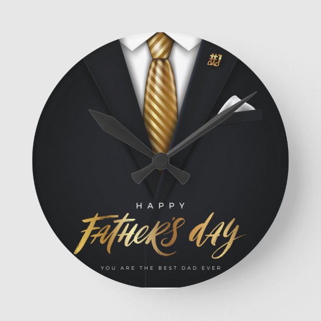Du bist der beste Vater aller Zeiten, der Black Go Runde Wanduhr (Vorderseite)