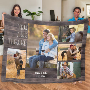 Du bist der Eine 5 Foto-Collage Rustikales Holz Fleecedecke