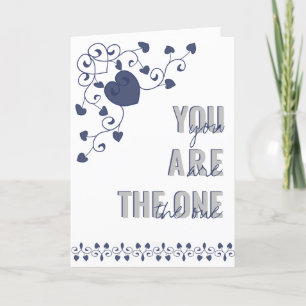 Du bist der Eine Blaue Typografie Herz Valentinsta Feiertagskarte
