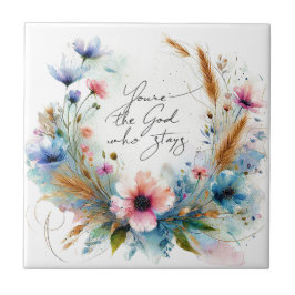 Du bist der Gott, der Bleibe, Aquarellblume Fliese