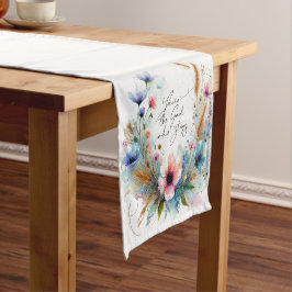 Du bist der Gott, der Bleibe, Aquarellblume Kurzer Tischläufer