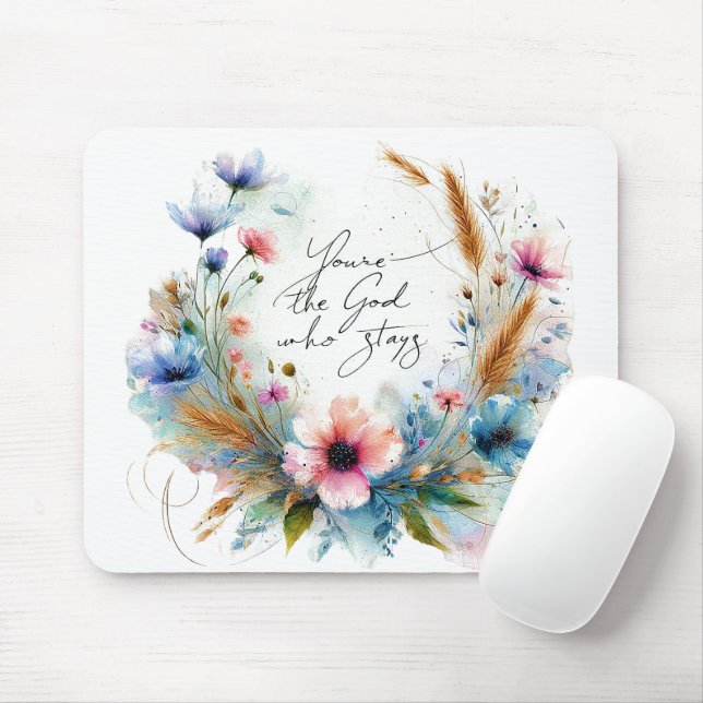 Du bist der Gott, der Bleibe, Aquarellblume Mousepad (Mit Mouse)