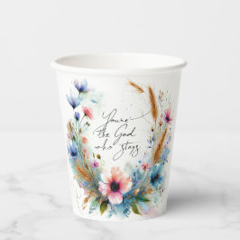 Du bist der Gott, der Bleibe, Aquarellblume Pappbecher