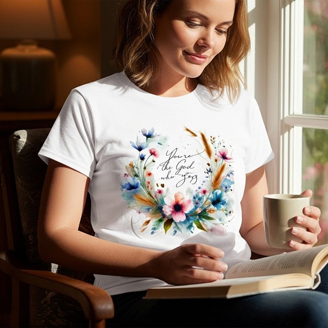 Du bist der Gott, der Bleibe, Aquarellblume T-Shirt (Von Creator hochgeladen)
