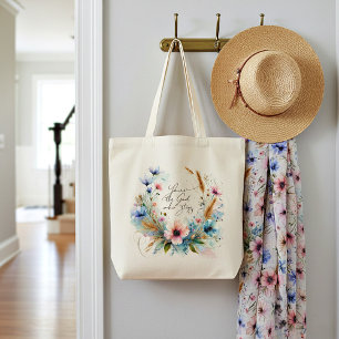 Du bist der Gott, der Bleibe, Aquarellblume Tragetasche