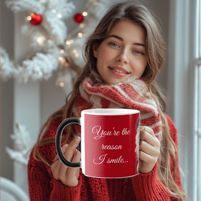 Du bist der Grund, warum ich lächle Romantisches S Verwandlungstasse (You're the Reason I Smile Romantic Fun Quote Photo Color Morph Mug)