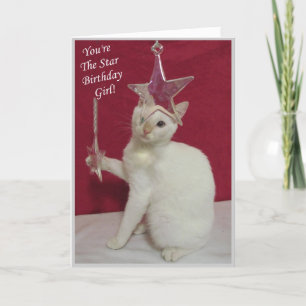 Du bist der Stern, das Geburtstagskind! Cat Birthd Karte