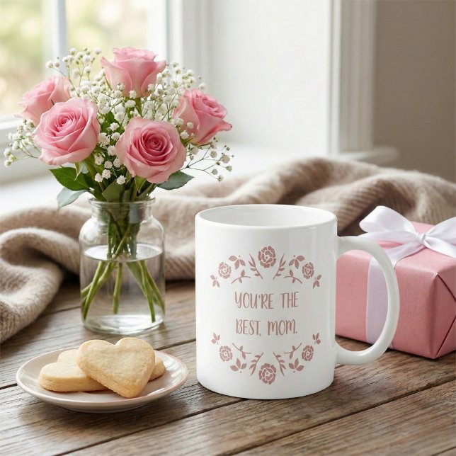 "Du bist die beste Mutter" Süße rosa florale Tasse (Von Creator hochgeladen)