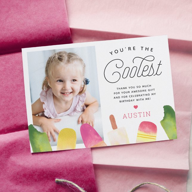 Du bist die Coolste | Popsieme Theme Kids Foto Dankeskarte (Von Creator hochgeladen)