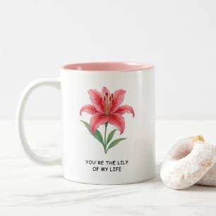Du bist die Lilie meines Lebens Wasserfarben-Blume Zweifarbige Tasse