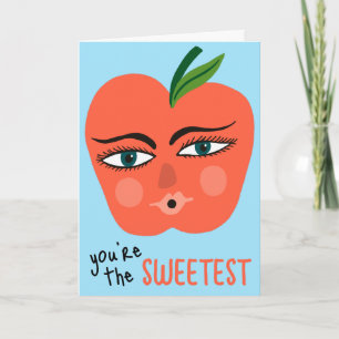 DU BIST DIE SÜßESTE Whimsical Apple Fruit Cute Karte