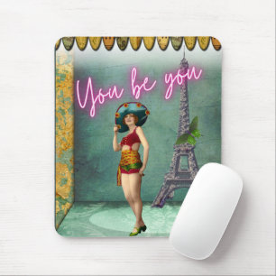 Du bist Du Bestärkende Vintage-Frau Pop-Art Mousepad