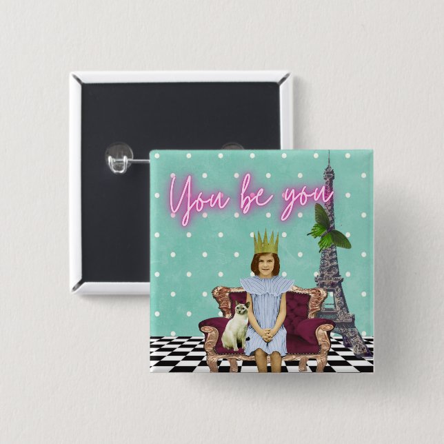 Du bist du, die die Kunst des Pops der Mädchen bes Button (Vorne & Hinten)