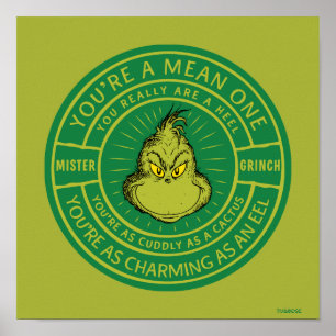 Du bist ein Böser Mister Grinch-Abzeichen Poster