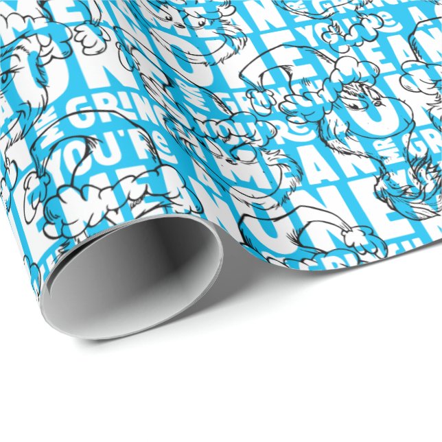 Du bist ein Gemeines Mr. Grinch Blue Pattern Geschenkpapier (Rolleneckpunkt)
