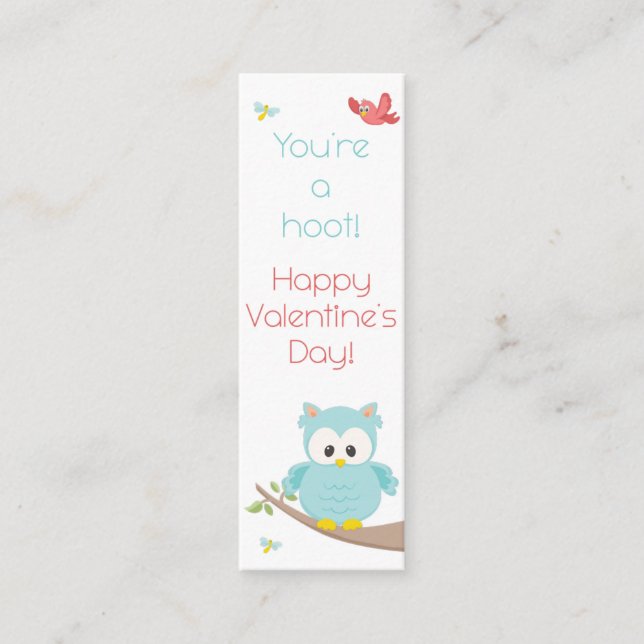 Du bist ein Hoot! Owl Valentine Lesezeichen Mini Visitenkarte (Vorderseite)