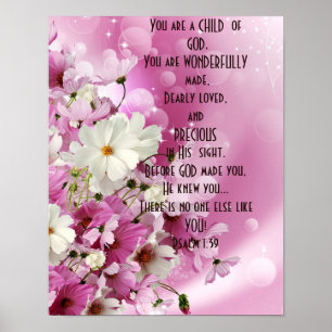 Du bist ein Kind Gottes Floraldruck – Psalm 139 Poster