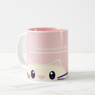 Du bist ein Paw-some Cartoon-Katzen-Cozy-Kaffeebec Zweifarbige Tasse