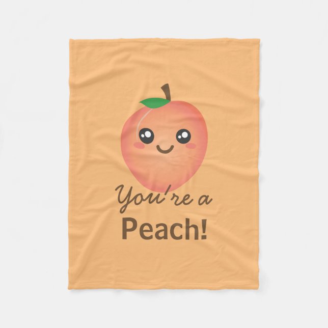 Du bist ein Peach Sweet Kawaii Niedlich Funny Fein Fleecedecke (Vorderseite)