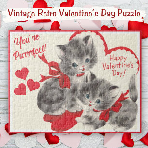 Du bist ein perfektes Vintage Valentinstag-Kätzche Puzzle