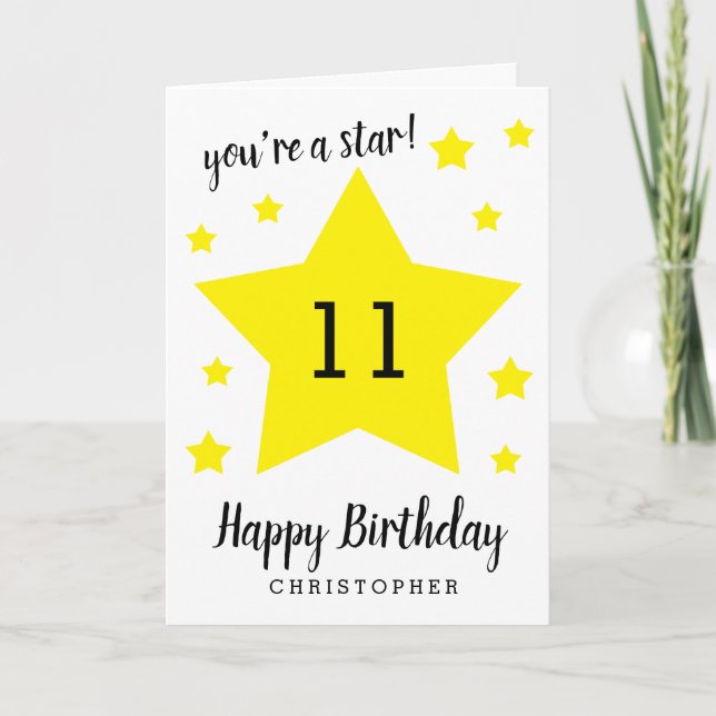 Du bist ein Star 11. Geburtstag Karte (Vorderseite)