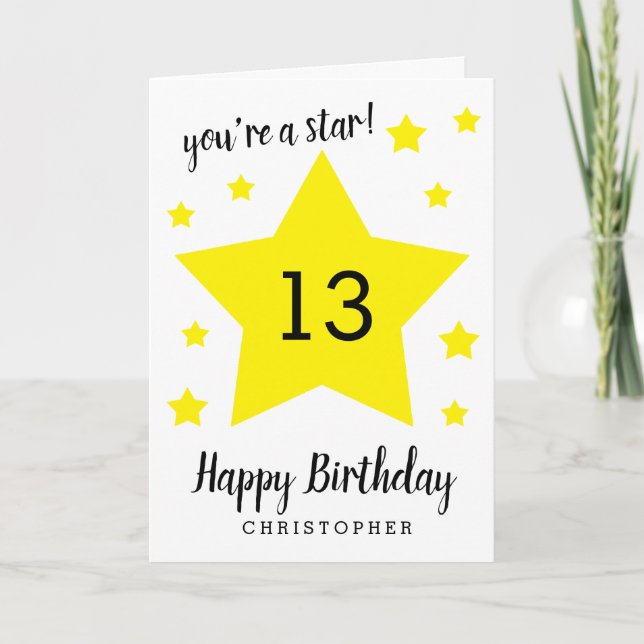 Du bist ein Star 13. Geburtstag Karte (Vorderseite)