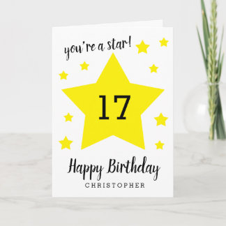 Du bist ein Star 17. Geburtstag Karte