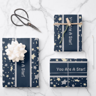 Du bist ein Stern! Elegant Modern Blue Geschenkpapier Set