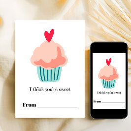 Du bist ein süßer rosa Cupcake Valentinstag Druckb Feiertagskarte