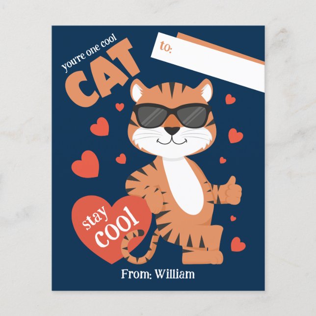 Du bist eine Coole Katze Kids Valentinstag Card (Vorderseite)